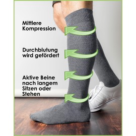 gigando 3 Pairs Cotton Compression Support Stockings for Men & Women for Long Sitting & Standing, Flight, Office, Car, 3 Pairs - Grey, 43 - 46