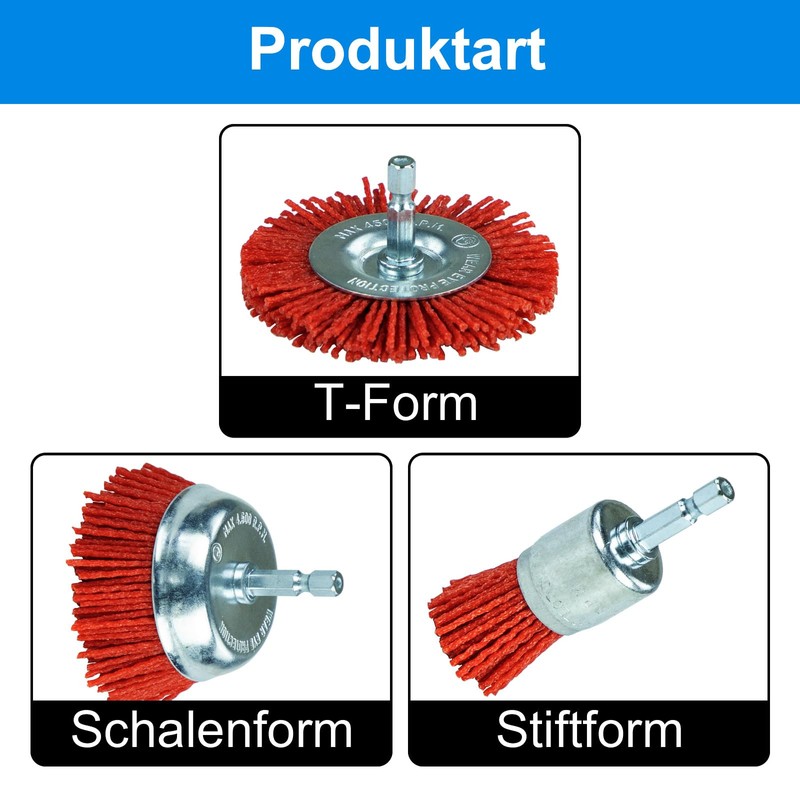 SALI 9 Pack Nylon Filament Abrasive Wire Brush Wheel &