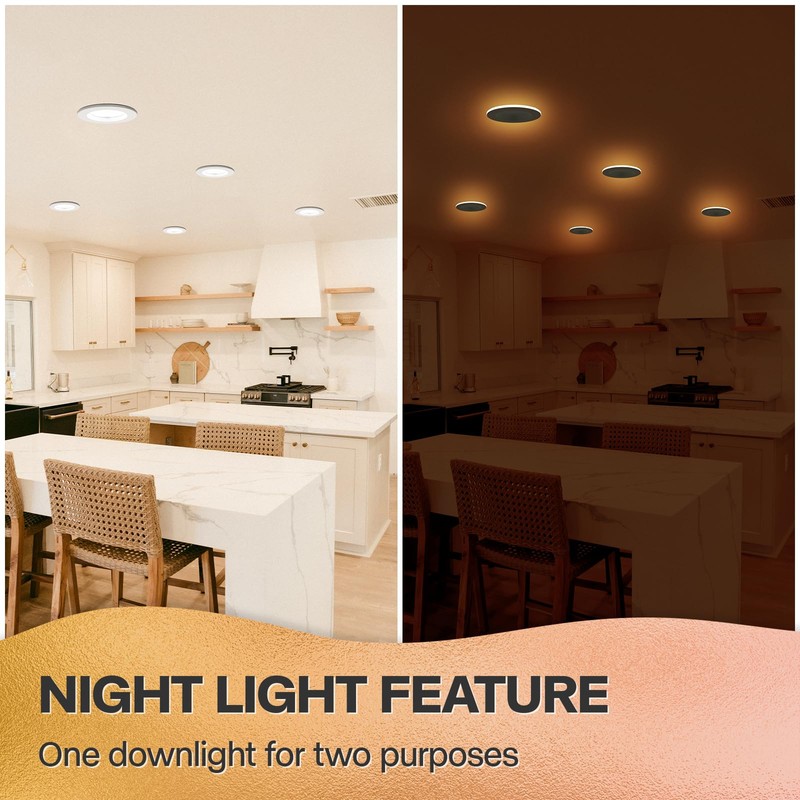 12 Pack Black 5/6 Inch LED Can Lights with Night