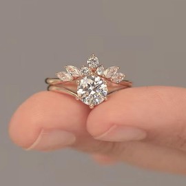 Rings for Women Non Tarnish Gold Wedding Ring Set of 2 for Women Gold Filled Rings Non Tarnish Gold Rings Engagement Rings Wedding Rings for Women Jewerly Gifts