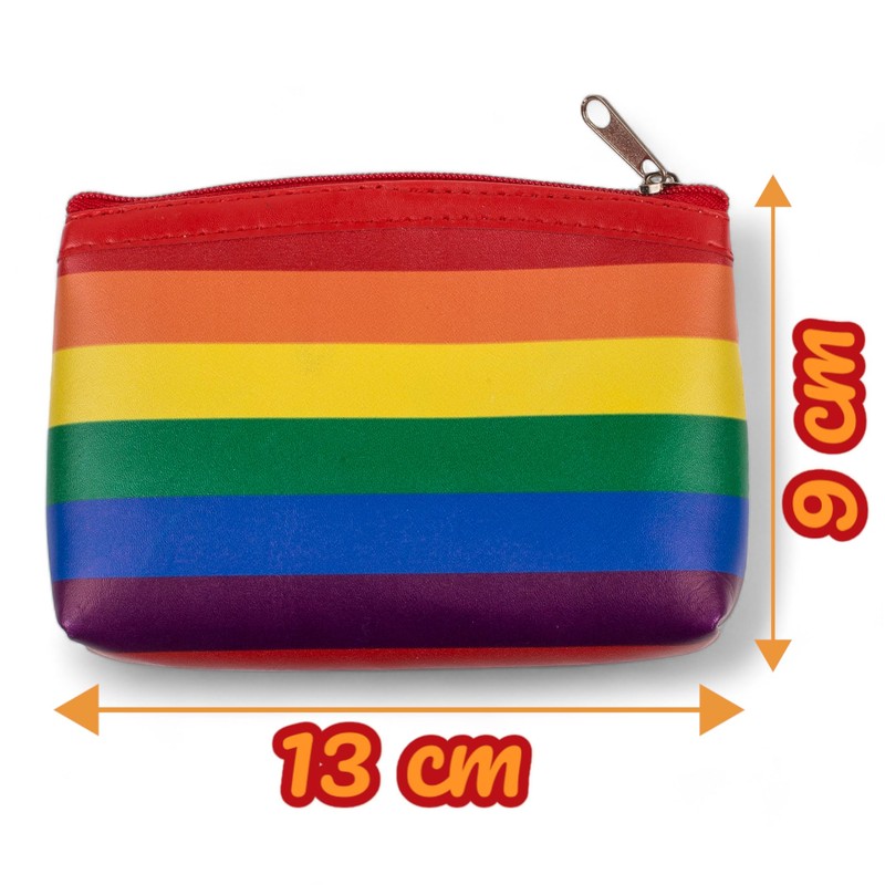 MIJOMA Rainbow Stripe Mini Purse Pride Faux Leather 13x9cm Zip