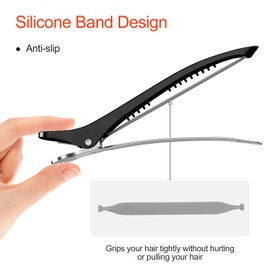 Mesybveo Pack of 6 EnteBill Hair Clips, Hairdressing Supplies, Section Clips, Hairdresser, Non-Slip Hair Clips, Hair Clips, Alligator Clips with Holes, for Thick and Thin Hair (Black)