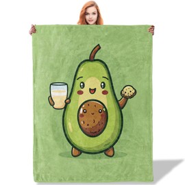 Plistiz Cute Avocado Pattern Throw Blanket 50"x60", Food Lover Blankets for Living Room Decor, Soft Flannel Polyester Avocado Gifts for Kids Women