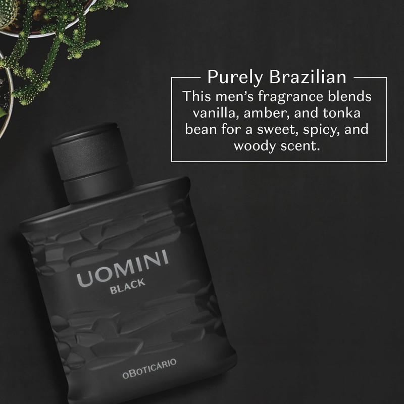 O BOTICARIO UOMINI BLACK Cologne for Men, Long Lasting Premium