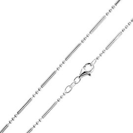 Materia #K38 925 Silver Ball Chain Long 6.2 g - 2 mm Women's Necklace in 40 45 50 60 70 cm + Box, Sterling Silver