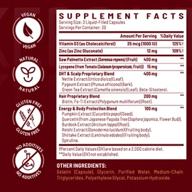 DHT Blocker for Men | Hair Growth Supplement with Saw Palmetto & Biotin - Hair Growth Vitamins - Hair Regrowth - Natural Hair Loss Supplements Liquid-Filled - Proprietary Herbal Blends (180 Capsules)