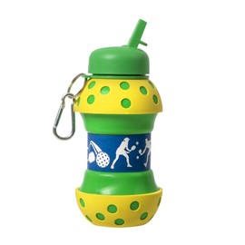 Windy City Novelties Collapsible Pickleball Silicone Water Bottle - 16 oz Portable Hydration for Sports & Travel