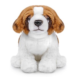 lilizzhoumax Simulation Saint Bernard Dog Plush Toy 11inch Realistic Stuffed Animal Wild Dog Puppy Stuffed Animals, Cute Dog Plush Toy Soft Dog Plush Home Decoration Toys, Gift for Boys and Kids