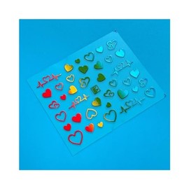 Neon Sweet Heart Solid and Hollow Valentine's Day Nail Art Sticker Neon Heart Nail Wraps Art Stickers Manicure Supplies for Women for Home Nails Full Long Lasting Easy Apply and Remove