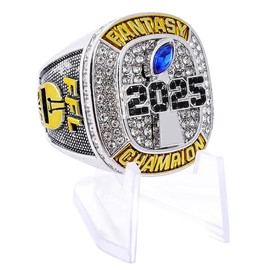 Fantasy Football Championship Ring 2025 Award Prize Trophy Sports Winner FFL Champion Ring With Box (ring with stand, size 9)