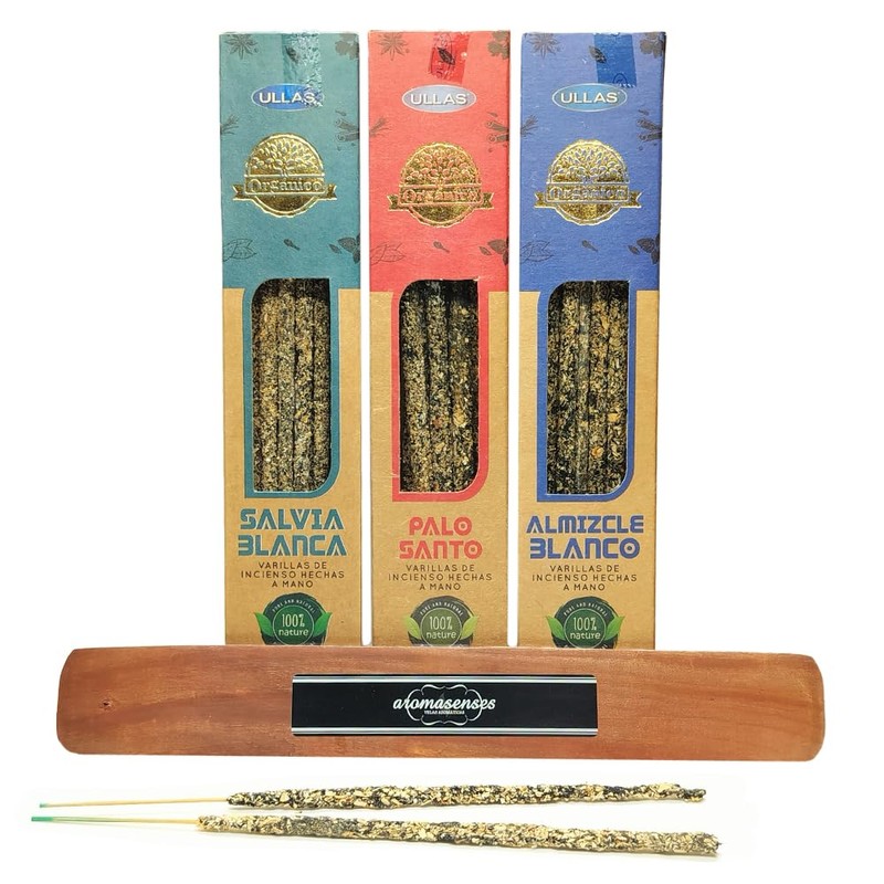 ULLAS Natural Organic Incense Sticks 3 Pack + 1 Aromasenses