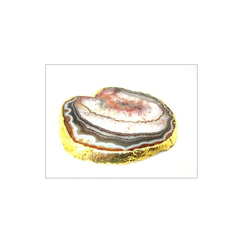 Jet International Gold Plated Agate Slice Coaster Single (1) Piece