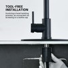 Wewe Black Kitchen Sink Faucets: Water Faucet with Pull Down