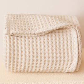 Viva Maison - Waffle Blanket Twin Queen King Size, Soft Lightweight 100% Turkish Cotton Waffle Weave Throw Blankets for Bed (Natural, Twin 63" x 91" Inch)