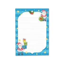Christmas Santa Writing Paper Set as Letter Pad with Envelope for Kids Girls Boys Christmas Stationery (Pad A5 with 25 Sheets + 15 Envelopes)