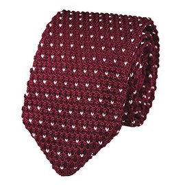 Men Boys Wine Red Knitted Neck Tie Burgundy Accessory Narrow Necktie Gift for Husband