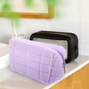 FOMIYES Plush Makeup Bag Purple Cosmetic Pouch Checkered Toiletry Bag