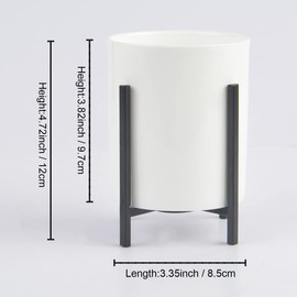 MONOSUGO Ceramic Flatware Caddy, Silverware Caddy Cutlery Holder, Round Utensil Crock, Kitchen Utensil Holder for Countertop, Ceramic Cup wtih Black Trim and White Metal Bracket, 1 Pcs