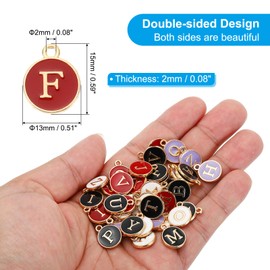 PATIKIL Letter Charm F, 60Pcs Double Sided Alphabet Initial Charm Pendants Beads Enamel Charm for Bracelet Necklace Earring DIY Jewelry Making, Red
