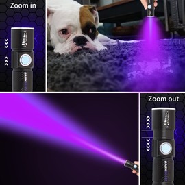 DARKBEAM UV Light Rechargeable USB Flashlight 395nm Blacklight Ultraviolet Wood's Lamp LED Portable Mini Handheld Pocket Torch Detector for Dog Urine Pet Stains 400nm Anti-counterfeiting, Resin Curing