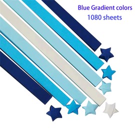 1080 Sheets Origami Star Paper Blue Strips Double Sided Lucky Star Decoration Folding Paper for DIY Hand Art Crafts, School Teaching Supplies (blue-1080 sheets)