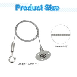 MECCANIXITY 100 x 1.5mm Adjustable Hanging Wires Kit, Heavy Duty Stainless Steel Wire Rope with Single Hooks for Picture Photo Light LED Screen Curtain Billboards DIY Mounting Clamp Pack of 2