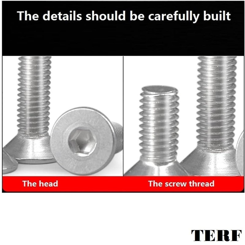 TERF® M4 X 50mm Hex Socket Countersunk Machine Screws Stainless