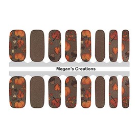 Fall Leaves Pumpkin Nail Polish Wraps - Nail Polish Strips