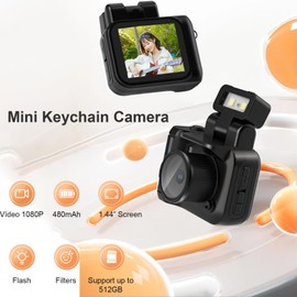 Plyisty Mini Keychain Camera, 1080P 2MP Small Thumb Sized Camera, with Charger Base, Tiny Video Camera Camcorder, with LED Flash