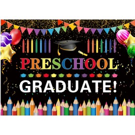 Dudaacvt 8x6FT 2025 Kindergarten Graduation Backdrop Colorful Kids Kindergarten Graduation Background Banner 2024 Children Congrats Grad Banner for Preschool School Prom Party Decorations