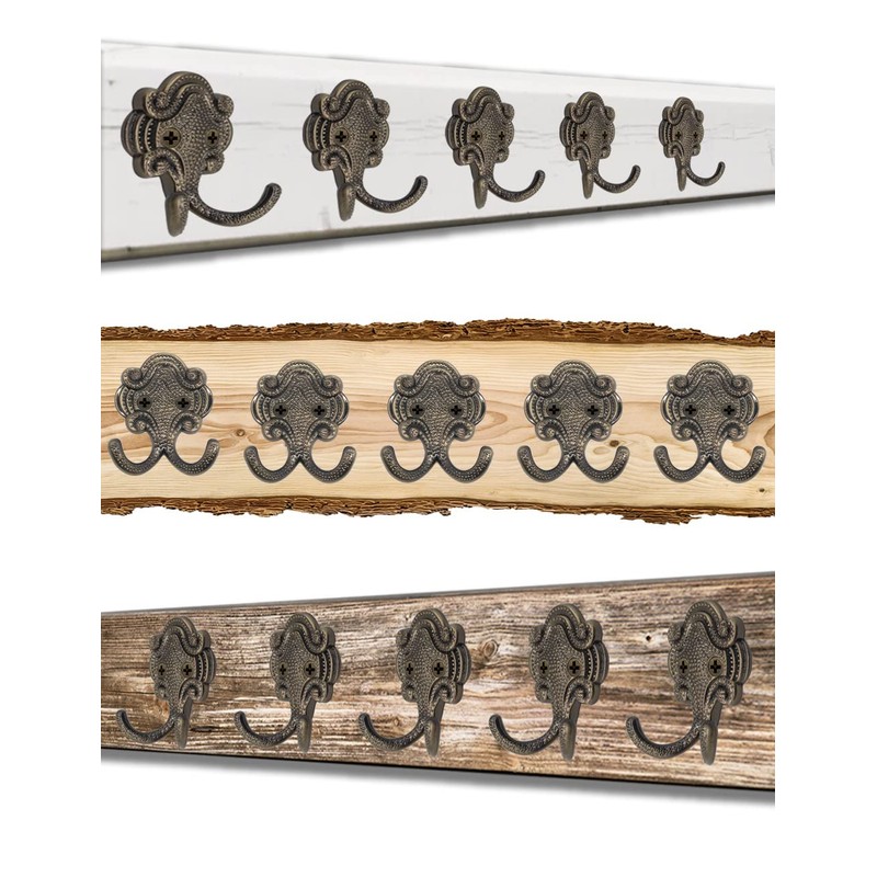 Fuxxer® Classic Coat Hooks, Double Hooks, Hat Hooks, Antique Design,