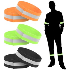 Morocket 6 Pcs Reflective Bands, High Visibility Armbands, Reflective Wrist Strap, Reflective Arm Bands for Running, Reflective Running Gear, Elastic Reflective Armbands for Outdoor Jogging, Cycling