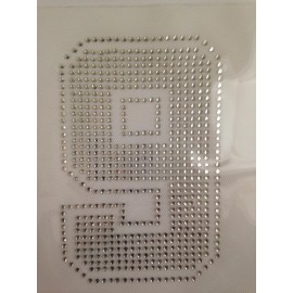 Unbranded LARGE NUMBER 9 CRYSTAL/CLEAR RHINESTONE IRON ON TRANSFER  Size 6”x4”
