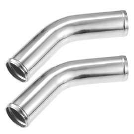 X AUTOHAUX 57mm 2.25" OD 4" 100mm Leg Length Universal Car Aluminum Alloy Tube Intercooler Pipe 45 Degree Bend Elbow Air Intake Joiners Tubing - Pack of 2