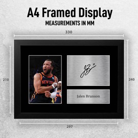 HWC Trading Jalen Brunson New York Knicks Gifts Printed Signed Autograph Picture for Basketball Memorabilia Fans - A4 Framed