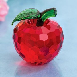 Bits and Pieces Crystal Red Apple - 1-1/2" in Diameter x 1-3/4" Tall - Home Decor - Collectible Figurine - Gift for Teacher - Desk Decor - Paper Weight
