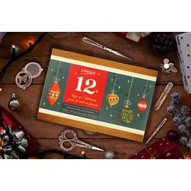 UNIQUE 12 Days of stitchmas Heirloom Gift Set – LIMITED EDITION 12 Antique Copper Sewing & Quilting Tools in a Wooden Box with Velvet Lining – Perfect christmas Gift for Crafters, Sewists, and Quilters