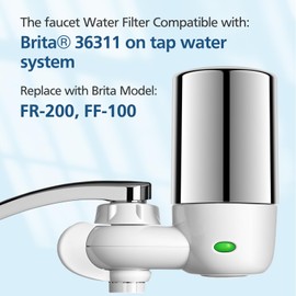 2-pack Faucets Filter Cartridge Replacement, Compatible with Brita® Faucet Water Filtration System, Brita® 36311, 36313, FR-200, FF-100, Silver