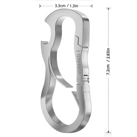 Idakekiy Dual Carabiner Keychain Mutil Tool with Key Chain Bottle Opener for Keys Silver