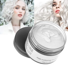 Unisex Hair Wax Color Dye Styling Cream Mud, Temporary Hair Color Wax Natural Hairstyle Pomade, Washable Temporary, Hair dye Suitable for Parties, Role Playing and Christmas (WhiteA)