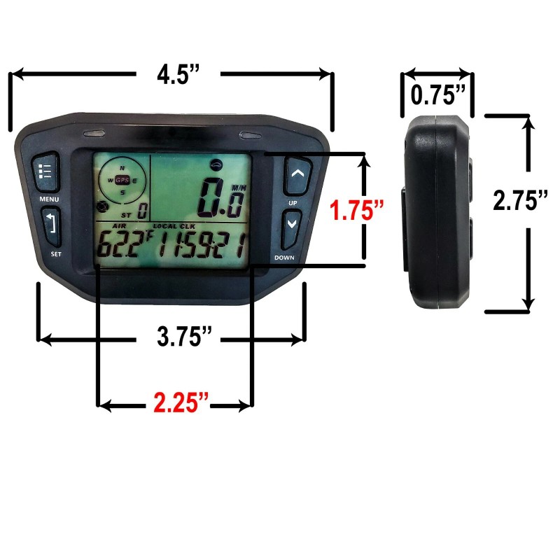 OZ-USA GPS Speedometer LCD Gauge Odometer Hourmeter Voltage Temperature Clock