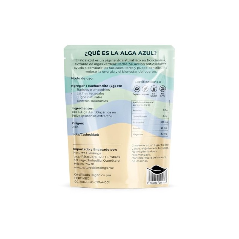 Alga Espirulina Azul Organico 100g (ficocianina)