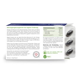 Dr. Böhm Omega 3 vegan: Basisversorgung bei pflanzlicher Ernährung, mit Omega-3 & Astaxanthin, Nahrungsergänzung für Vegetarier & Veganer, 30 Kapseln