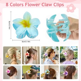 Jurcicat Pack of 8 Flower Hair Clips Trendy Non-Slip Cute Plastic Hair Clips for Non-Slip Hair Clip Fixing Women Thick/Thin Hair