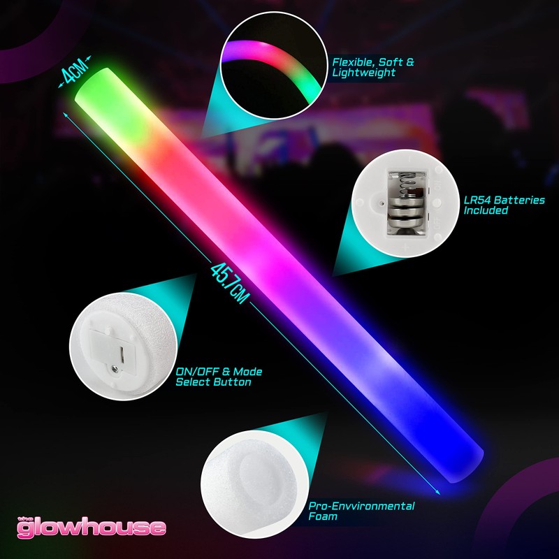 LED Premium Foam Glow Stick Multi Colour (Pack Of 50)