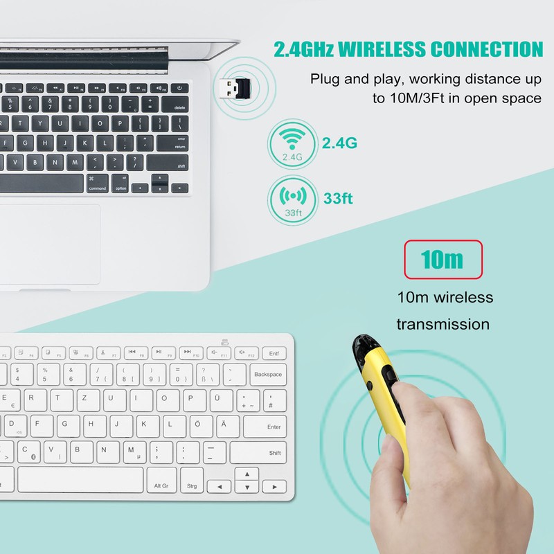 Wireless Pen Mouse Rechargeable Luminous Silent Small Portable Bluetooth 2.4g