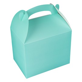 Restaurantware Bio Tek 10 x 7 x 8 Inch Gable Boxes For Party Favors, 100 Attractive Gift Boxes - With Built-In Handle, Disposable, Turquoise Paper Barn Boxes, For Special Events Or Parties