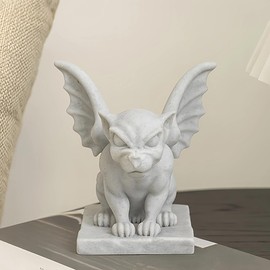 LuckyVin - Linda estatua de piedra pequeña fantasma, adorno de escultura de computadora, decoración de computadora con alas impresas en 3D (mediano)
