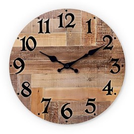 NUOVO Wall Clock 12 Inch Wall Clock Colorful Numbe Wall Clock Wood Grain Wall Clock Silent Wall Clock Quartz Wall Clock Large Decorative Wall Clock Quiet Wall Clock Home Office