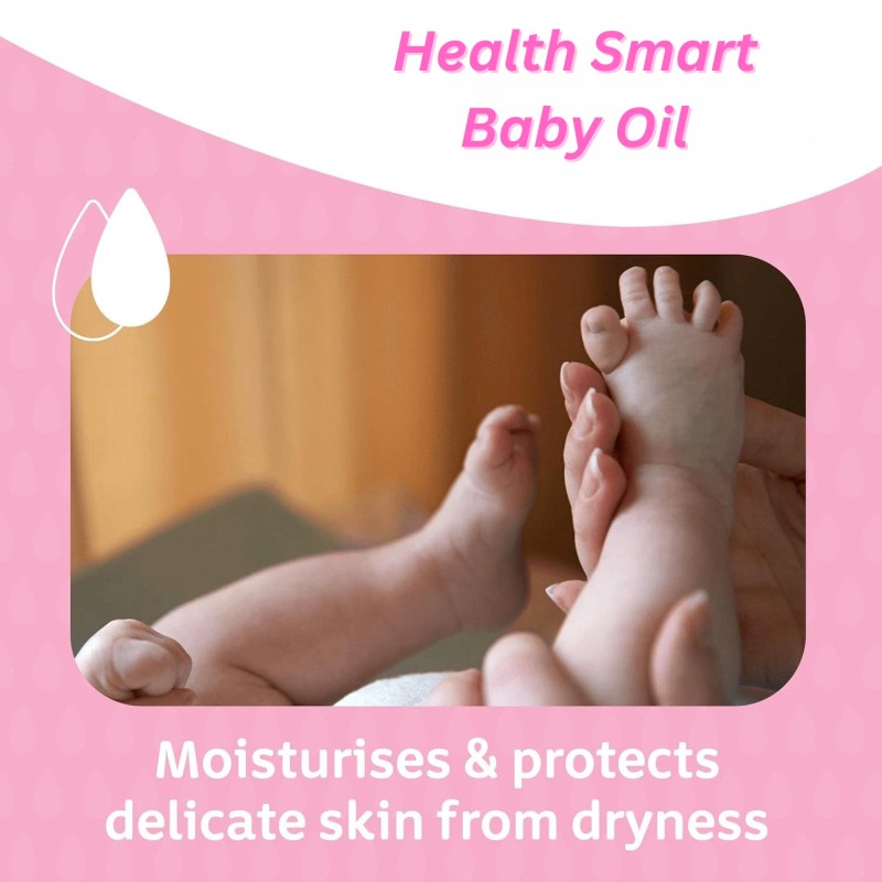 Health Smart Baby Oil Moisturizing Massage Oil (2) 8oz Bottles